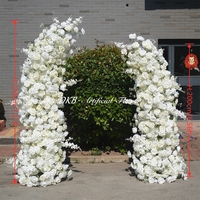 Arche de mariage en fleurs artificielles, roses blanches en soie, arrangement floral d'angle pour toile de fond de cérémonie, décoration de scène de fête et d'événements