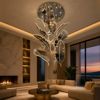 Lustre en cristal à plumes Zeal Lighting, lampe suspendue LED moderne, design en forme de feuille, pour hôtel, villa, restaurant, hall, vente en gros