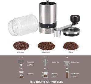 Moulin à café commercial mini en acier inoxydable, portable, réglable, manuel, pour expresso, pour usage en café - Product Image 6