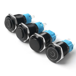 12 mét kim loại push <span class=keywords><strong>button</strong></span> chuyển momentary 1NO bị oxy hóa vỏ màu đen với cao/Flat Head Power LED 6V 24V <span class=keywords><strong>220V</strong></span> chuyển đổi - Product Image 1