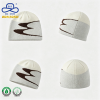 Gorro de Punto Personalizado con Logotipo, sin Borde, con Patrón de Ondas Abstractas, Cálido para Invierno, Unisex, Venta al Por Mayor, Proveedor ODM OEM