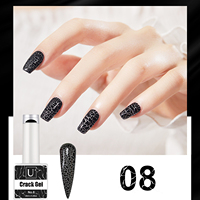 Vernis à ongles gel craquelé végétalien à base d'eau, 8 couleurs, en bouteille, pour salon de manucure, vente en gros OEM/ODM, séchage UV/LED, à retirer par trempage