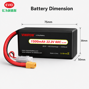 Batterie de drone rechargeable Viwipow haute performance 1500mAh 22.2V 60C pour photographie aérienne, cartographie et course FPV - Product Image 4