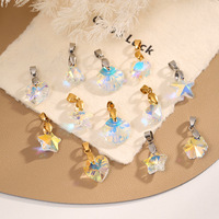 Breloques de luxe en acier inoxydable, cristal, étoile, cœur, coquillage – Accessoires de mode délicats pour collier (DIY)