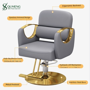Silla de Estilismo Profesional para Salón de Belleza, Negra y Dorada, Hidráulica, Ajustable en Altura, Giratoria 360°, de Cuero PU - Product Image 4
