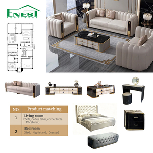 Divani di Lusso in Vera Pelle Premium, Arredamento Moderno di Alta Gamma <span class=keywords><strong>per</strong></span> Ville, Soluzione Completa <span class=keywords><strong>per</strong></span> Designer d'Interni, Set <span class=keywords><strong>Soggiorno</strong></span> in Marmo - Product Image 4