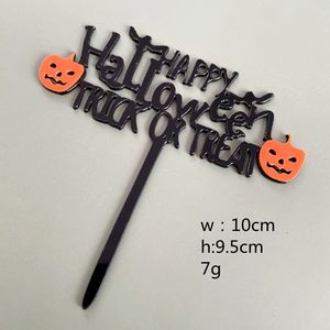 Hstyle Double <span class=keywords><strong>Couche</strong></span> Acrylique Gâteau Toppers Noir Orange Halloween Trick or Treat Lettre Cupcake Dessert Insert Décorations De Gâteau - Product Image 6