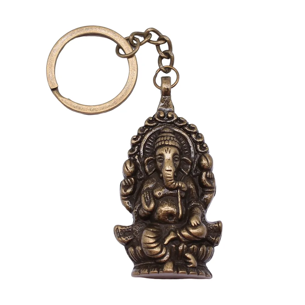62X32 Mét Antique Bạc Mạ Antique Bronze Mạ Kim Loại Hợp Kim Ganesha Phật Elephant Key Chain Quà Lưu Niệm Quà Tặng P1-ABD-C10445