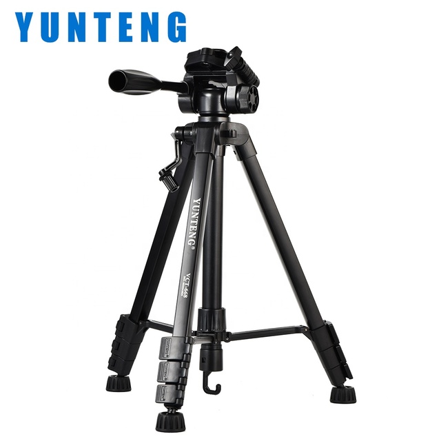 YUNTENG Aluminum 3-Way Head Tripod Stand Quick-Release Plate Waterproof Shockproof Bubble Level 3kg Load Capacity for Video