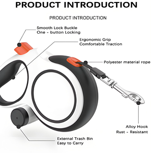 Laisse rétractable moderne personnalisée à double tonalité blanc/noir de 5 mètres avec porte-sac à crottes pour chiens de 30 kg, vente en gros OEM ODM - Product Image 6