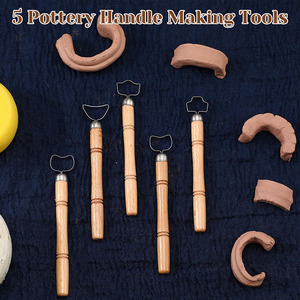 Bview Art – Lot de 5 outils de sculpture et d'extrusion pour argile, outils de fabrication de poignées de tasses, coupe-argile avec manche en bois - Product Image 2