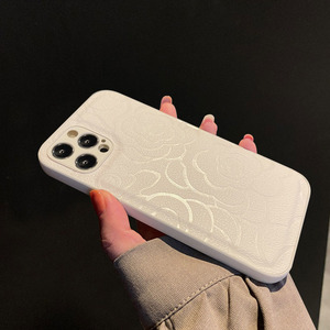เคสโทรศัพท์หนังแกะลายดอกคามิลเลียลายนูนหรูหรา Zenos ฝาครอบหนังแท้แบบเรียบง่ายสำหรับ iPhone ผู้หญิง - Product Image 2