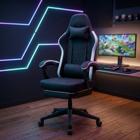 Chaise de jeu ergonomique YOUGE avec massage, support lombaire, repose-pieds rétractable, siège pivotant à ressorts larges, capacité 150 kg, tissu en maille