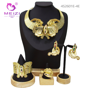Parure de bijoux de luxe plaqué or 18 carats motif tournesol, style africain nigérian, pour mariée, comprenant collier, boucles d'oreilles, bague et bracelet (4 pièces) - Product Image 5