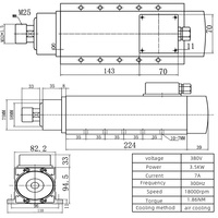 Moteur de broche de machine à plaquer les chants 380V-1800rpm -3.5KW moteur de broche cnc prise en charge de la personnalisation