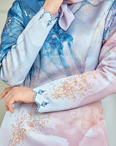 SIPO – col haut pour femmes musulmanes, imprimé Floral, musulman, Kurung, Abaya BF, fermeture éclair, malaisien, 2023 - Product Image 4