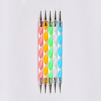 Stylo pointeur à spirale Double extrémité en Crystal acrylique, 5 pièces, accessoire pour Nail art et dessin des ongles