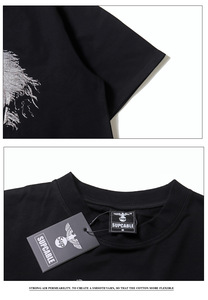 T-shirt décontracté pour homme à manches courtes en coton 100% noir, coupe classique, imprimé par sublimation 3D avec portrait d'Einstein, respirant et à séchage rapide - Product Image 6