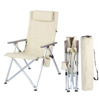 Chaise de camping pliable moderne pour l'extérieur, légère, compacte, inclinable, avec porte-gobelet