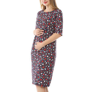 <span class=keywords><strong>Abito</strong></span> Premaman Estivo a Mezza Manica con Motivi Floreali, 95% Cotone 5% Spandex, Vestito <span class=keywords><strong>Allattamento</strong></span> con Apertura Frontale - Product Image 5