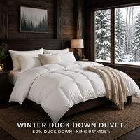 Couette d'hiver ultra-chaude 50% duvet de canard, taille King, avec compartiments, en coton anti-duvet, collection hôtelière extra chaude