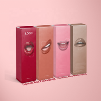 Dossiers en papier imperméables haut de gamme avec logo personnalisé pour l'emballage de cosmétiques, de soins de la peau et de gloss à lèvres avec doublure en éponge