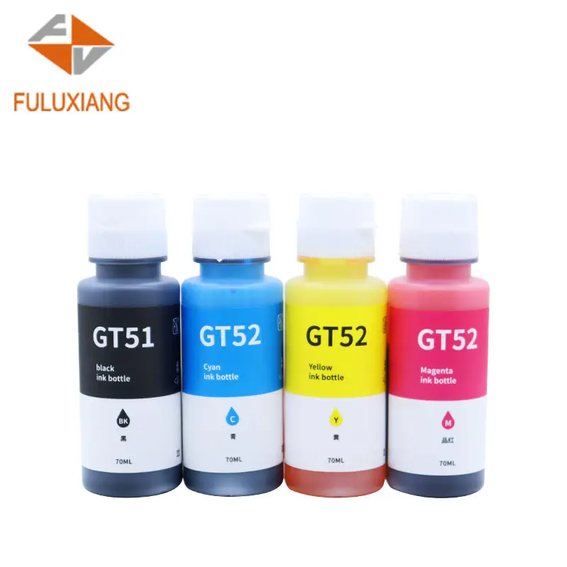 FULUXIANG Compatible GT51 GT52 Premium Color Bulk Bottle Water Based Refill Ink For HP DeskJet GT 5810 5820 Printer