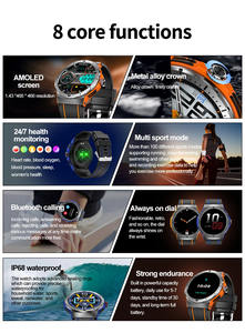 Montre intelligente AMOLED de 1,43 pouces avec appels Bluetooth, NFC, écran toujours allumé, mémoire de 128 Mo et moniteur de fréquence cardiaque/SpO2 - Product Image 6