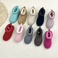 Sepatu Anak Impor Model Baru Boots Salju Musim Dingin untuk Anak Perempuan dengan Lapisan Bulu Imitasi Tebal