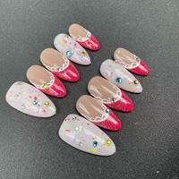Vente en gros d'usine, ongles faits à la main de haute qualité, style œil de chat rouge français, peints à la main, réutilisables