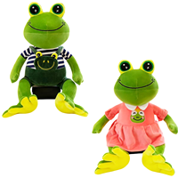 Lot de peluches grenouille rose pour fille, trois tailles, motif brodé couronne sur la poitrine, adorable poupée animale pour coffret cadeau de fêtes