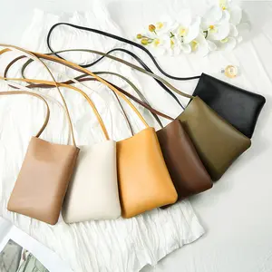 Portable Daily Fashion Women Sling Bag Shoulder Solid Color Small Leather Bucket Ladies Crossbody Shoulder Bags For Mobile Phone