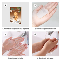 Feuilles de savon jetables en papier personnalisées en vrac KELEE X Teddy Island pour le lavage des mains, parfum noix de coco, feuilles de savon portables en papier