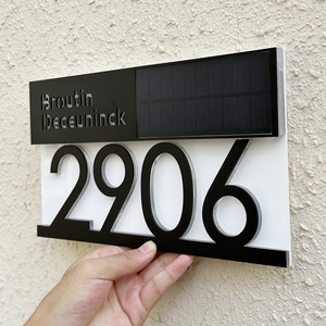 Personalised Solar House Number Sign <b>LED</b> <b>Light</b> Exterior House Number Outdoor 3D Laser Cut Street Address Family <b>Name</b> Door Sign - Product Image 5