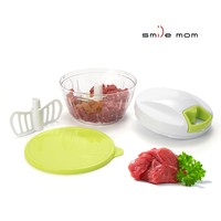 Coupe-légumes manuel en plastique Smile Mom, hachoir à aliments rapide et magique, lames en acier inoxydable, vente en gros