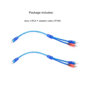 Câble RCA blindé pour voiture, séparateur en Y 1 femelle à 2 mâle, adaptateur de câble RCA de 3.5mm pour Audio et vidéo