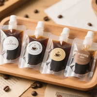 Sachets souples portables anti-fuite avec bec verseur 50ml 100ml, sacs en plastique transparents avec impression d'autocollants personnalisés pour le stockage de café et de liquides – Vente en gros