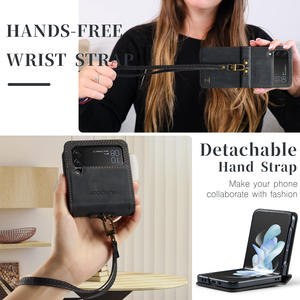 Étui de protection antichute et antichoc en cuir de luxe avec support pliable et cordon, plusieurs couleurs, pour téléphones <span class=keywords><strong>Z</strong></span> Flip 7 6 5 4 en PU - Product Image 2