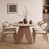 Ensemble de table et chaises de salle à manger en bois massif avec plateau en marbre rectangulaire moderne et luxueux, 4 à 6 places, meubles de cuisine et de salle à manger, designs élégants