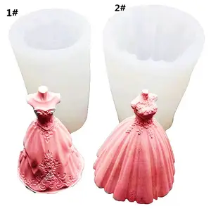 新娘礼服硅胶蜡烛肥皂模具婚纱树脂铸造模具用于水晶环氧聚合物粘土婚礼蜡烛模具