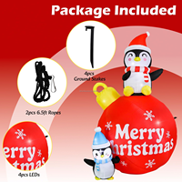 Pingouin de Noël gonflable de 6,5 pieds avec boule lumineuse LED Joyeux Noël, ornement pour la cour, la pelouse, la maison, la décoration extérieure des fêtes
