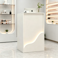 Petit comptoir de caisse moderne à LED pour salon de beauté, en bois durable, bureau de réception
