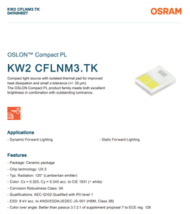 LED Blanco Automotriz OSRAM OSLON Compact PL KW2 CFLNM3.TK 925lm 6.2W 120 Grados Cerámico SMD - Product Image 2