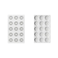 Moule à gâteau en silicone de qualité alimentaire platine à 15 cavités en forme de fleur tourbillonnante, facile à démouler, pour la cuisson et la congélation