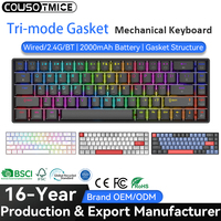 Clavier de jeu mécanique à 61 touches, Bluetooth, tri-mode, avec interrupteurs roses, rétroéclairage RVB, rechargeable, clavier à joint, nouveau modèle