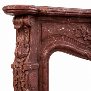Chimenea Tradicional de Mármol con Tallado Ornamental, Piedra Rosa Levanto, Chimenea Interior de Leña para Comedor - Product Image 4