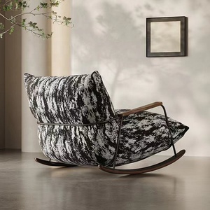 Chaises d'hôtel de luxe à <span class=keywords><strong>bascule</strong></span> fauteuils design nordiques en velours chaises d'appoint noires et blanches - Product Image 3