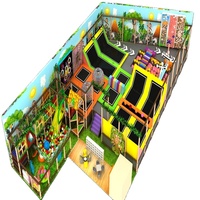 Château gonflable non gonflable pour enfants de 3 ans et plus, aire de jeux intérieure en aluminium, thème Forêt ancienne avec dinosaures