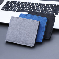Dompet Kanvas Pendek Pria Warna Solid Tempat Kartu Dompet Kanvas Pendek Dompet Koin Pria Dompet Kartu Kredit Pendek Bisnis untuk Pria