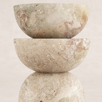 Table d'appoint en marbre onyx rose mélangé, sculpture à deux niveaux avec bols imbriqués, style Wabi, pour salon, maison de rêve